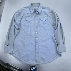 1970s Rockmount Ranch Wear Denim Pearl Snap Western Shirt Tru-West XL/XXL USA